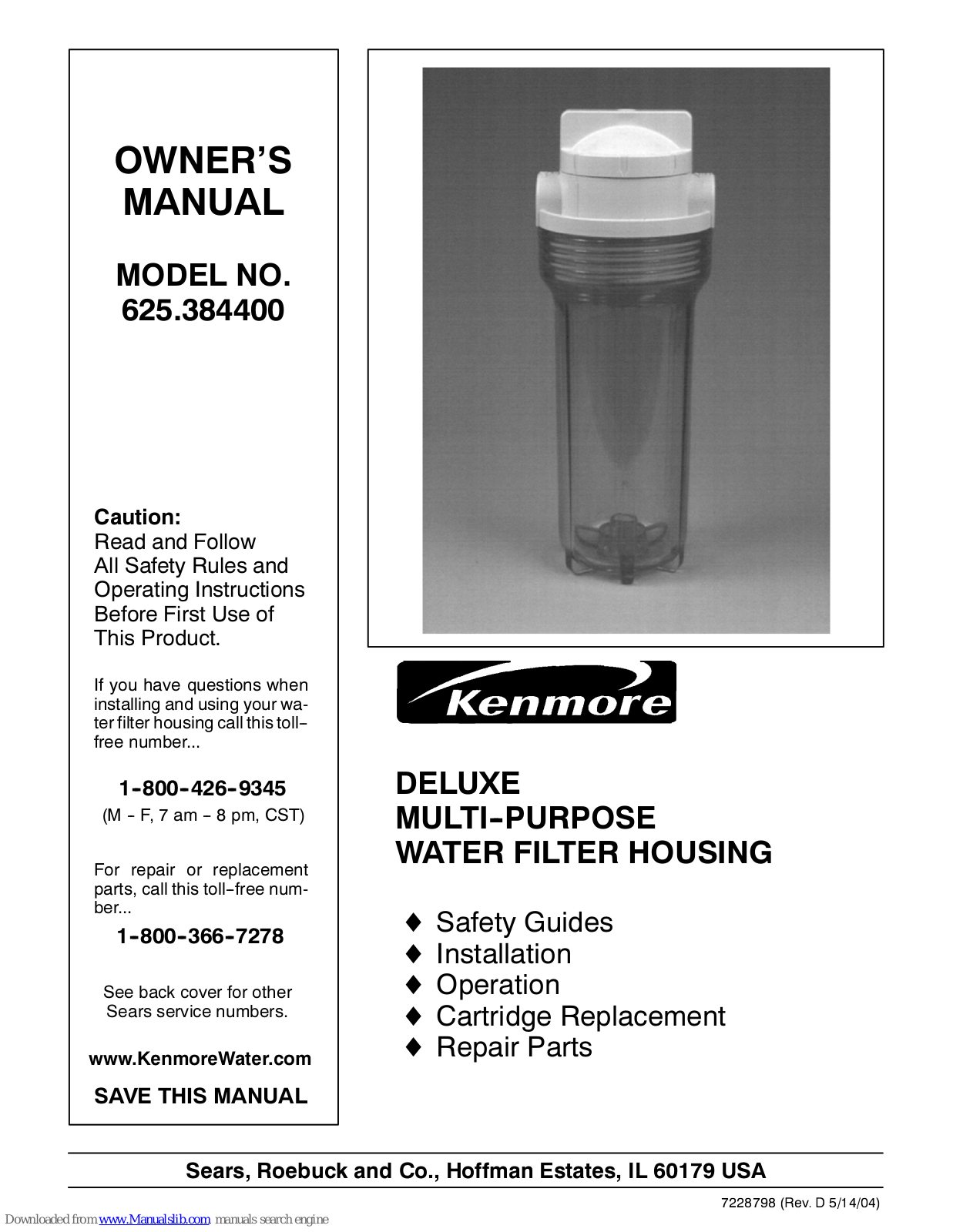 Kenmore 625.384400 User Manual