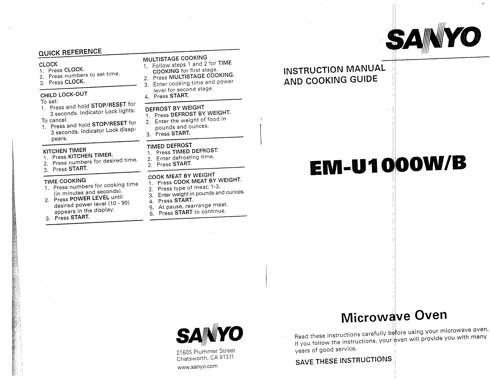 Sanyo EM-U1000 User Manual