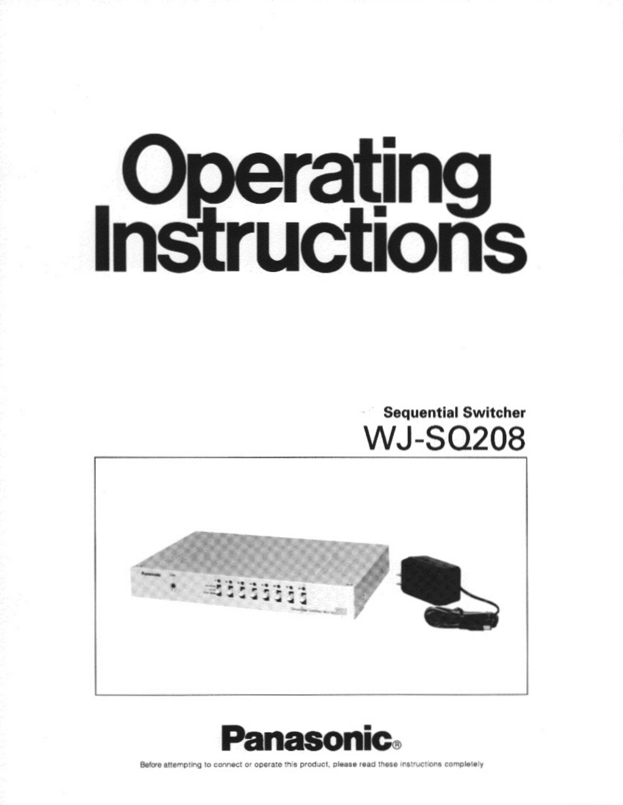 Panasonic WJ-SQ208 User Manual
