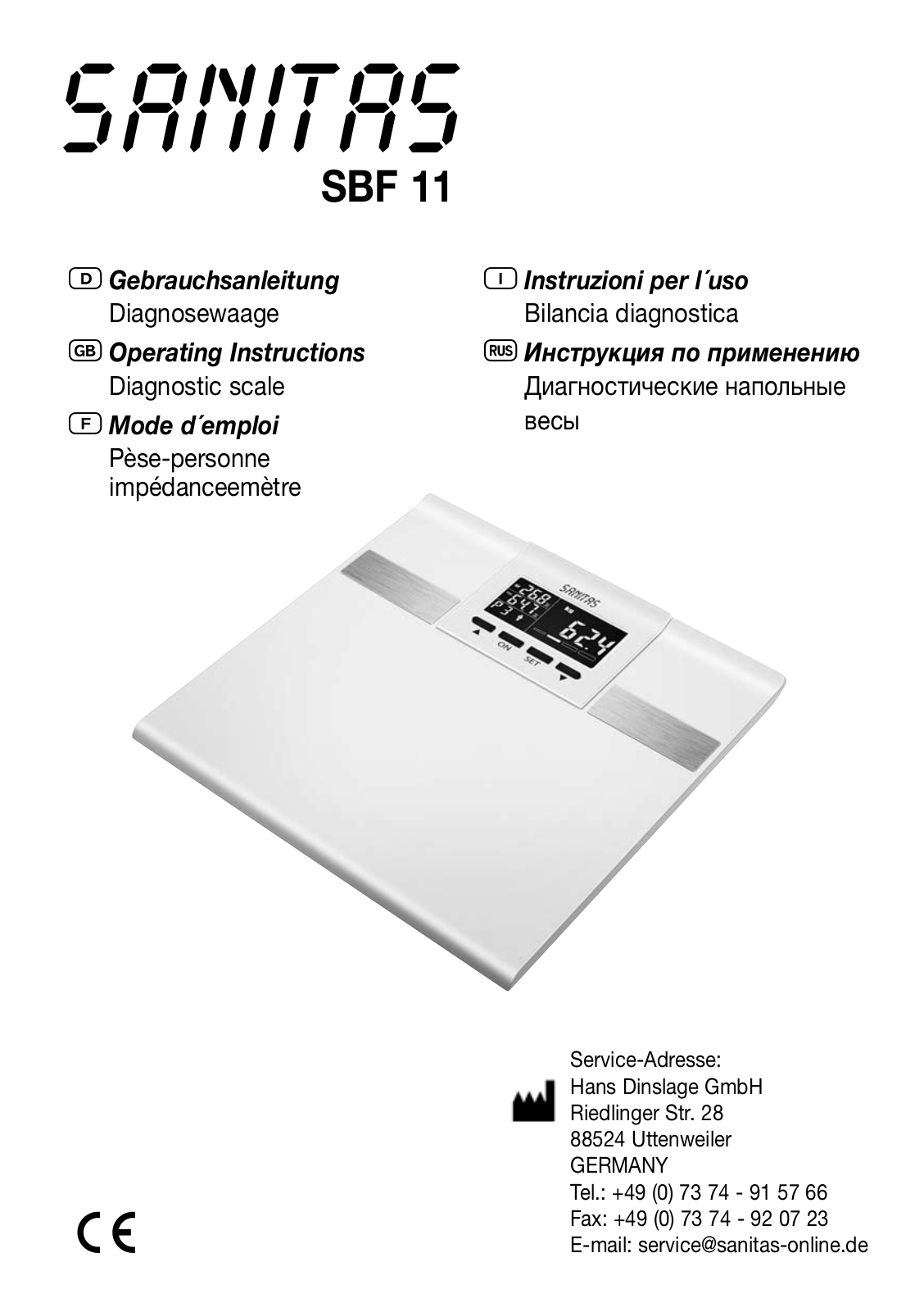 Sanitas SBF 11 User Manual