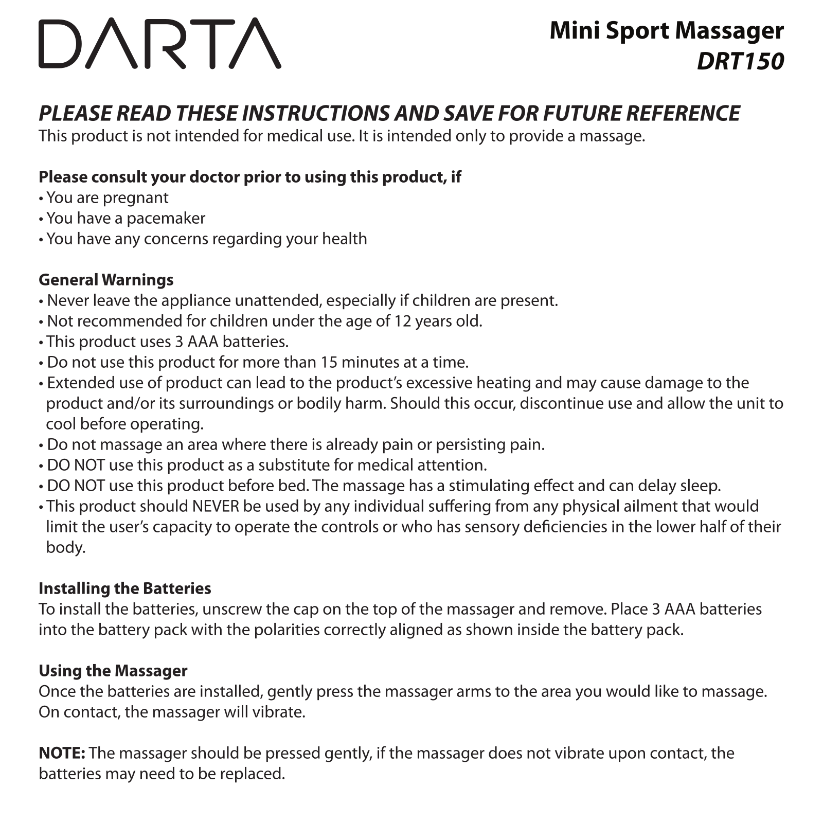 Darta DRT150 User Manual