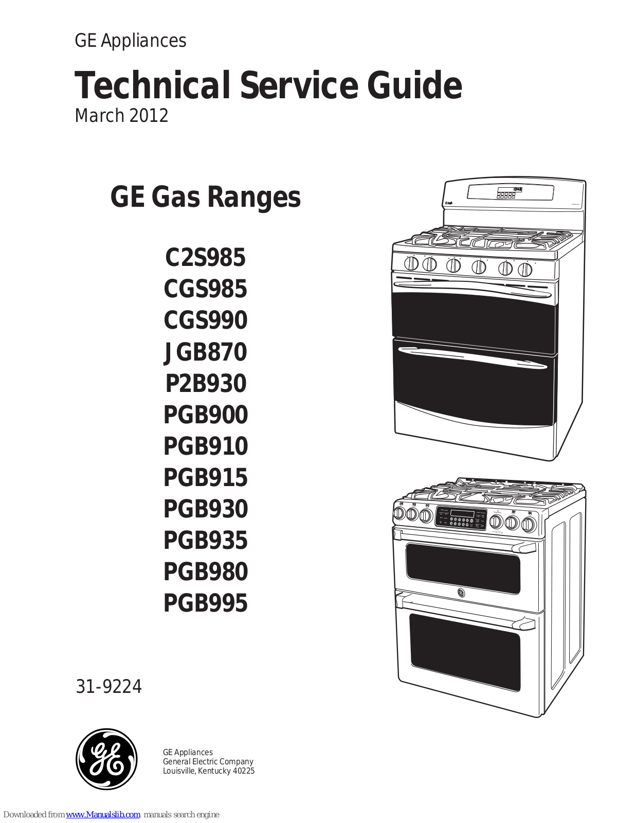 GE C2S985, CGS985, CGS990, JGB870, P2B930 Technical Service Manual