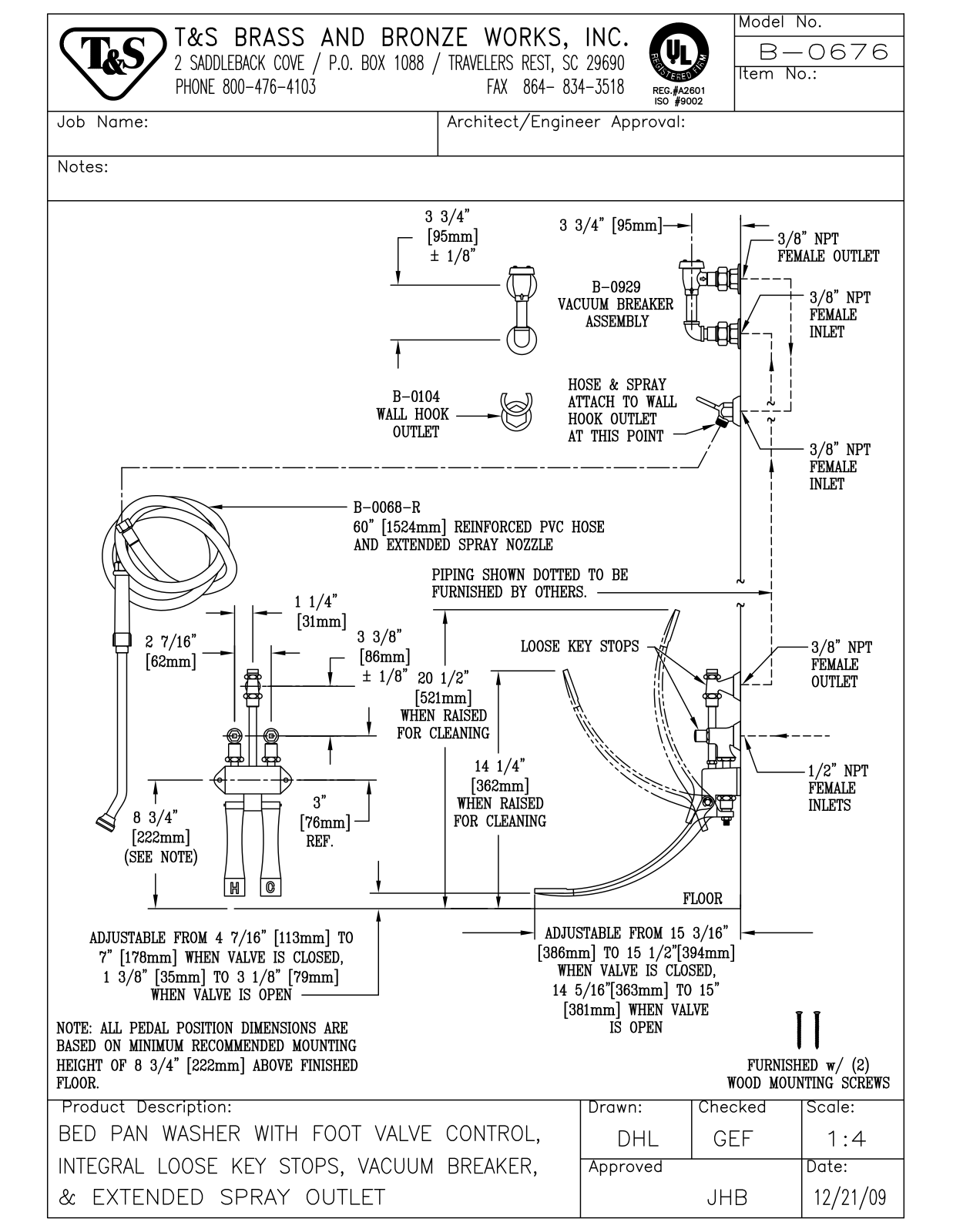 T & S Brass & Bronze Works B-0676 General Manual