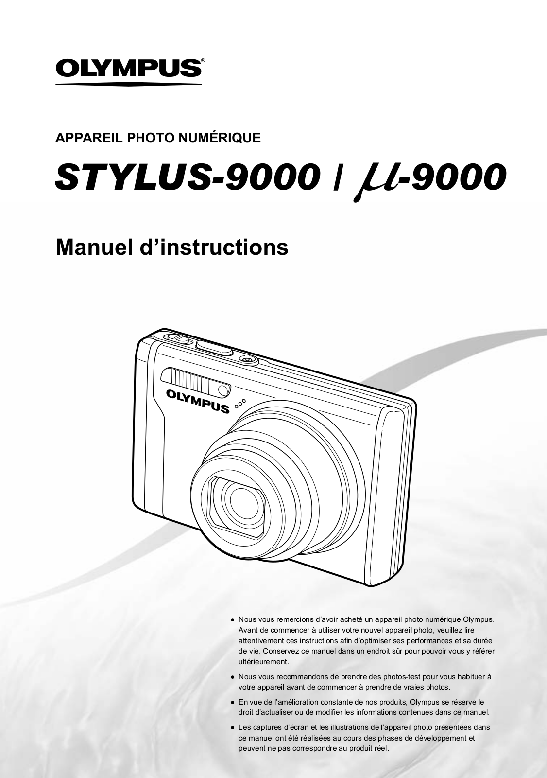 OLYMPUS Stylus 9000 Instruction Manual