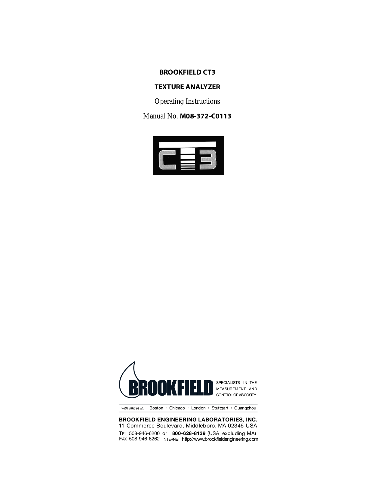 Brookfield CT3 User Manual