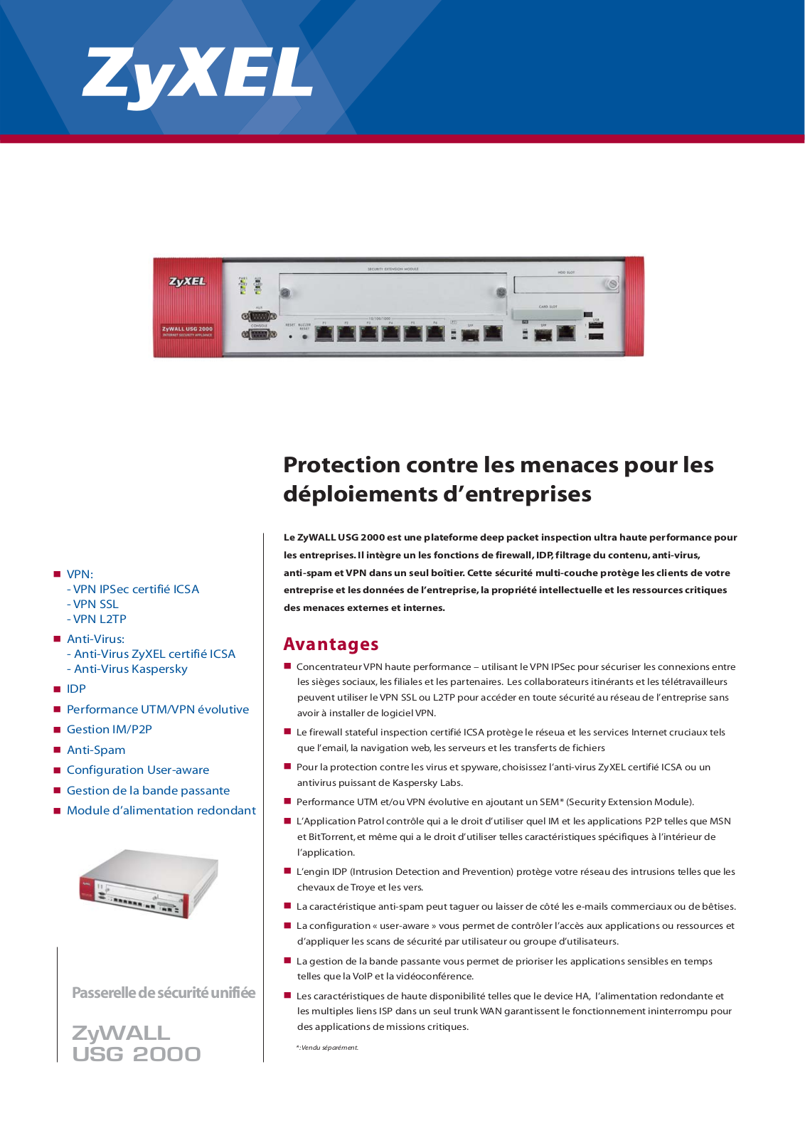 Zyxel ZYWALL USG-2000 BROCHURE