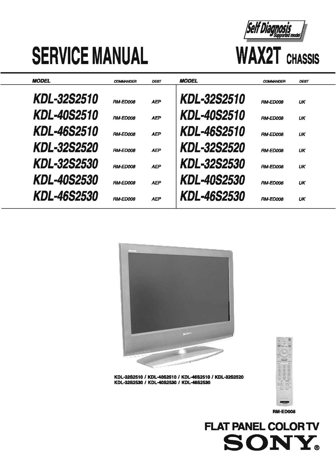 SONY KDL 32S2530 Service Manual