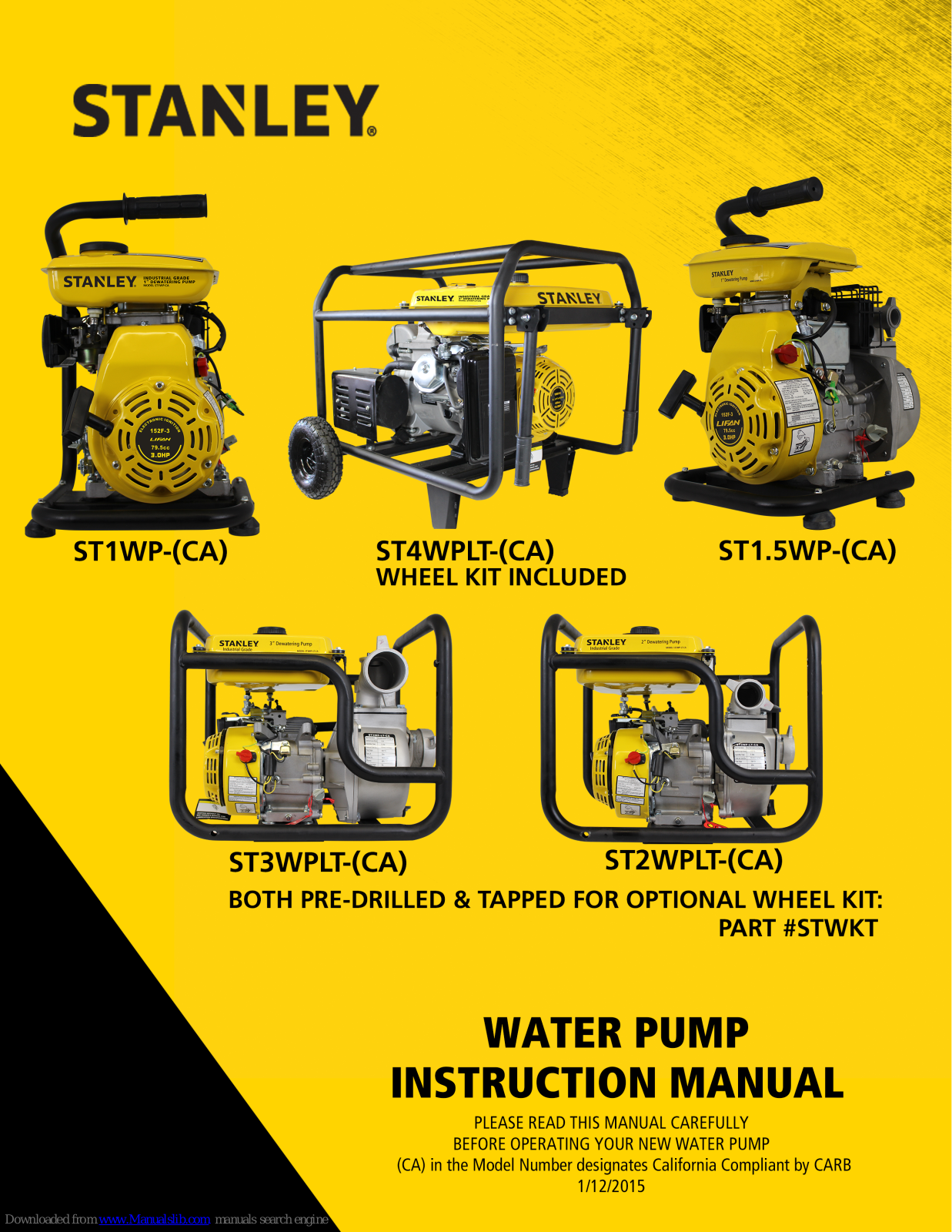 Stanley ST4WPLT-(CA), ST1WP-(CA), ST1.5WP-(CA), ST3WPLT-(CA), ST2WPLT-(CA) Instruction Manual