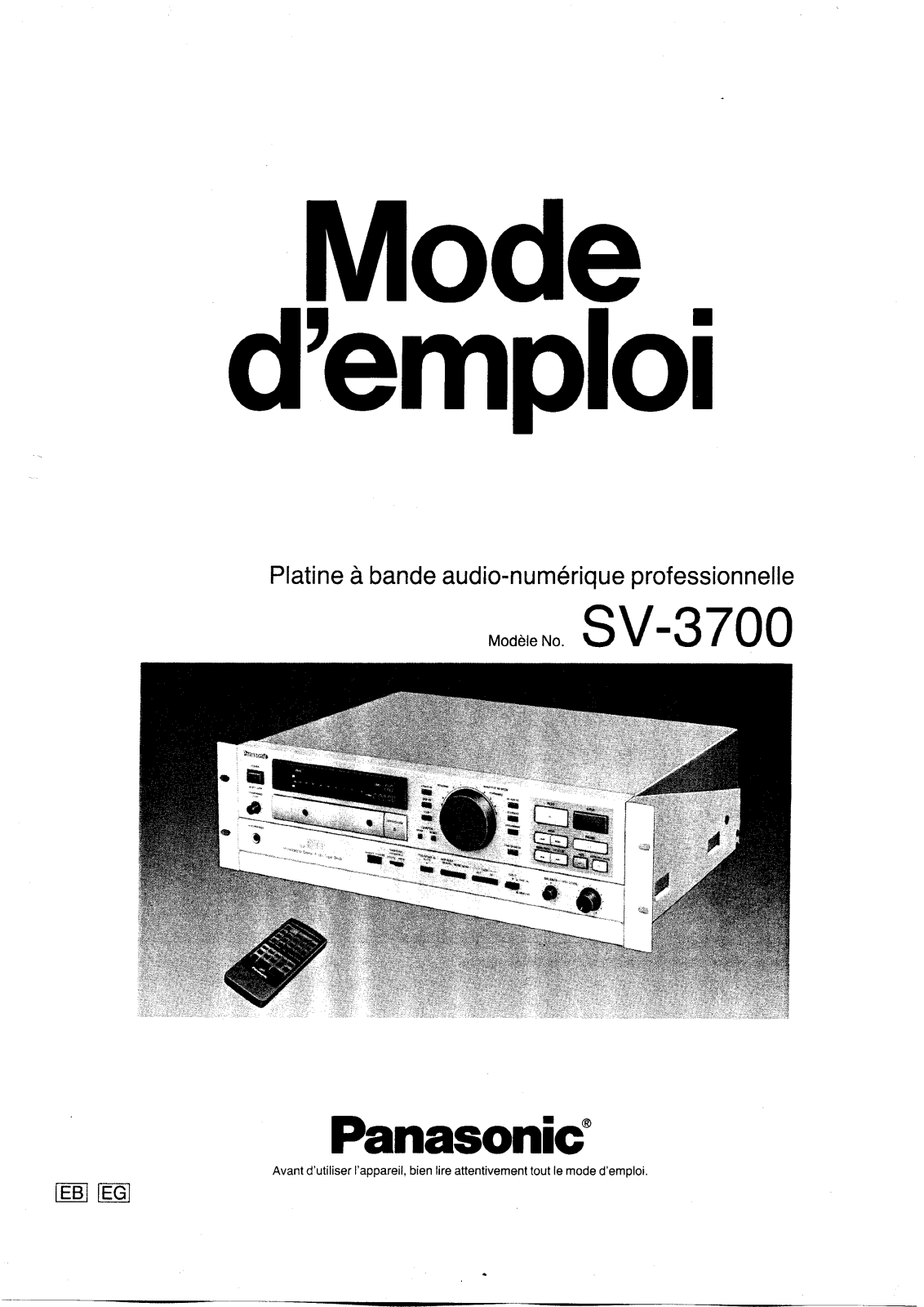 Panasonic SV-3700 Manual