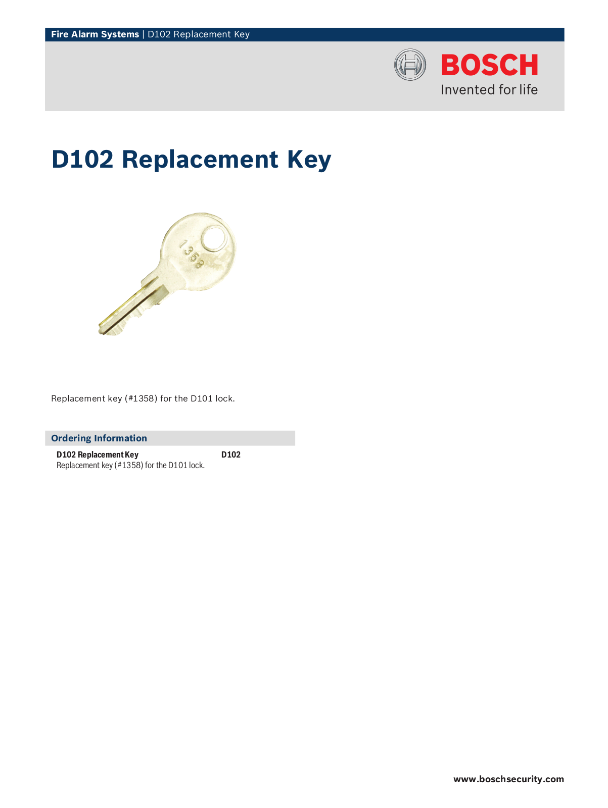 Bosch D102 Specsheet