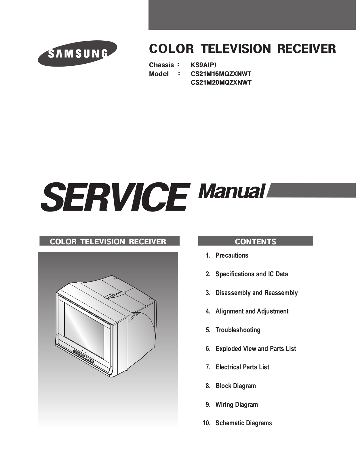 SAMSUNG CS-21M16MQQ Service Manual COVER