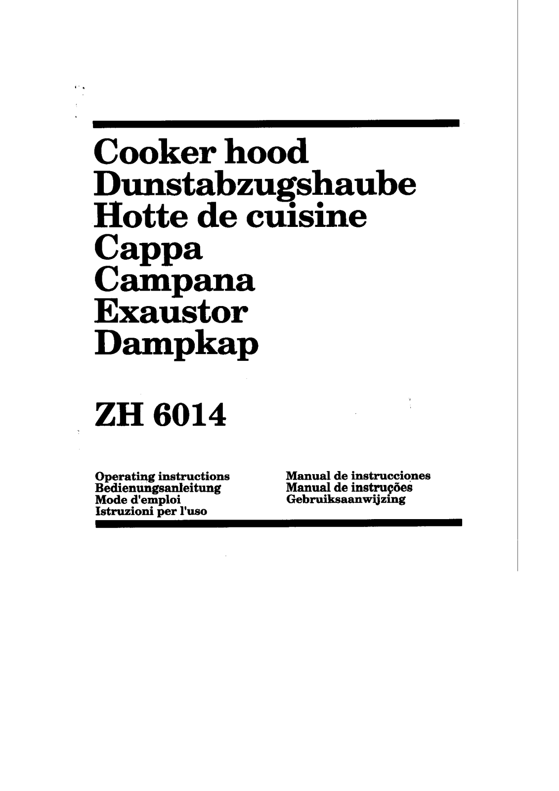 Zanussi ZH6014 User Manual