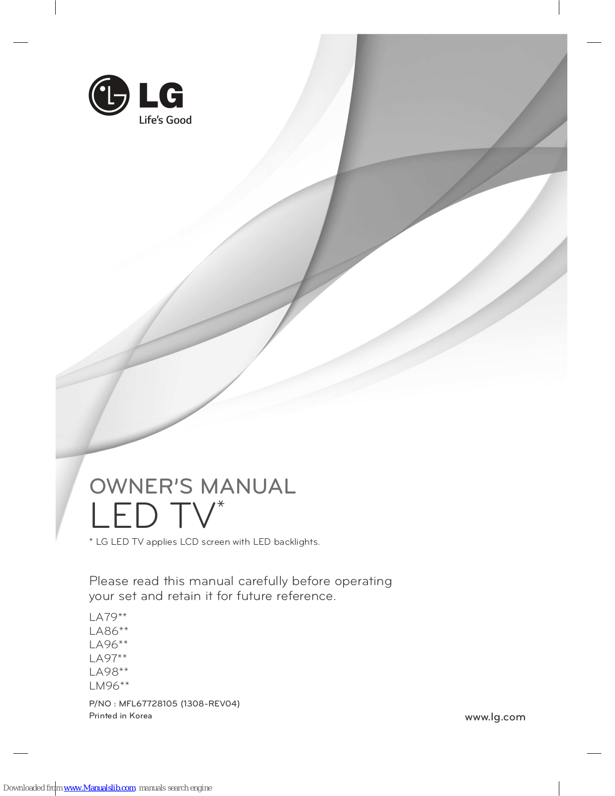 LG LA79 Series, LA86 Series, LA97 Series, LA98 Series, LM96 Series Owner's Manual