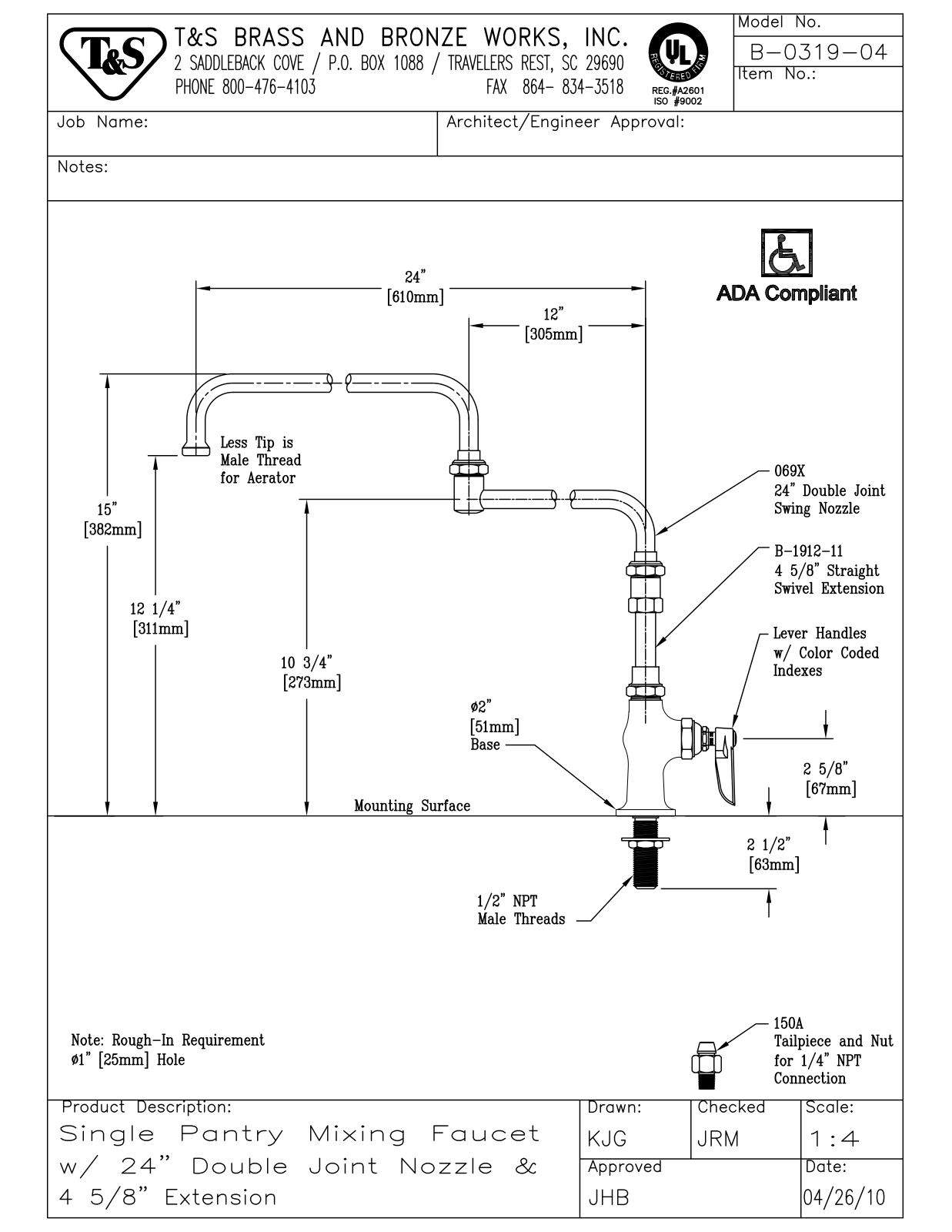 T & S Brass & Bronze Works B-0319-04 General Manual