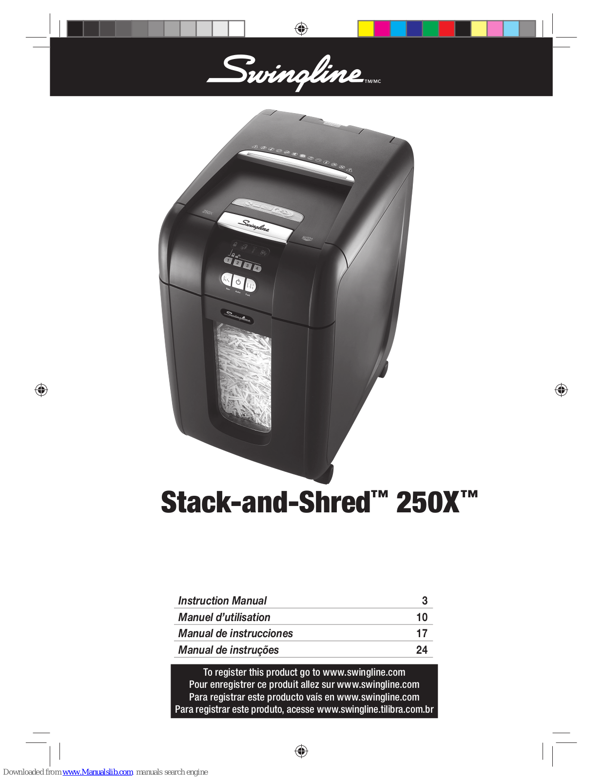 Swingline Stack-and-Shred 250X60x Instruction Manual