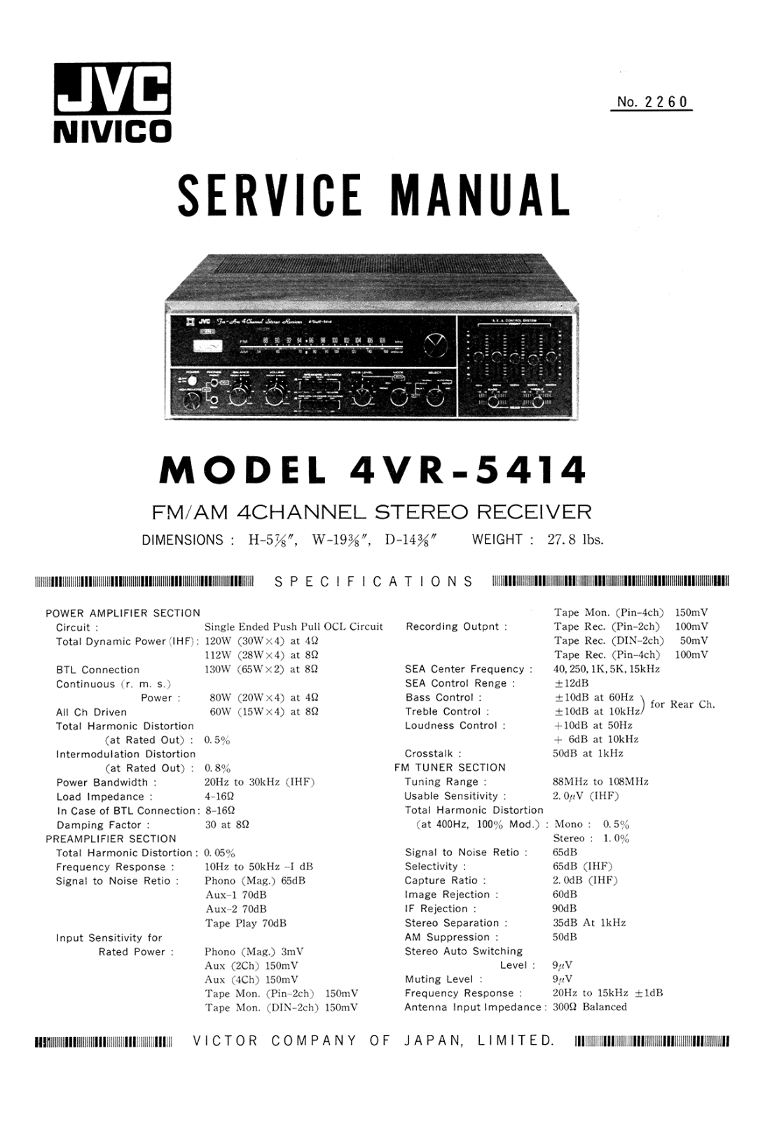 JVC 4-VR-5414 Service manual