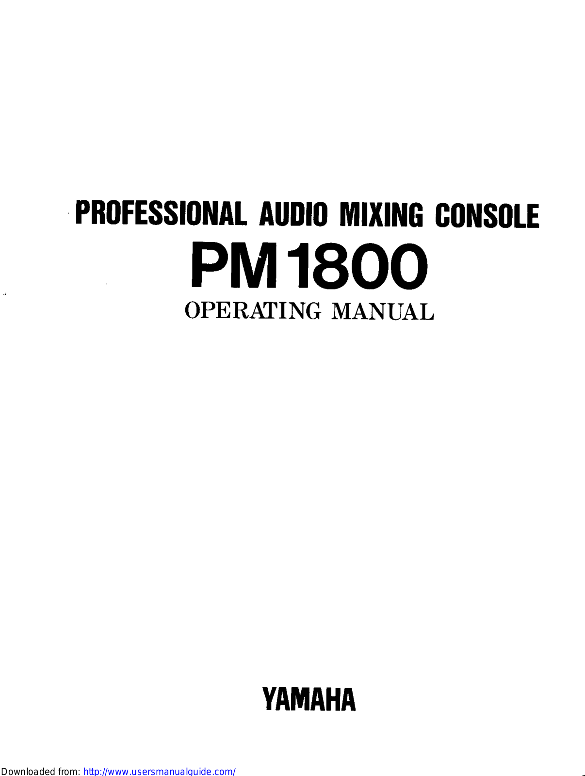 Yamaha Audio PM1800 User Manual