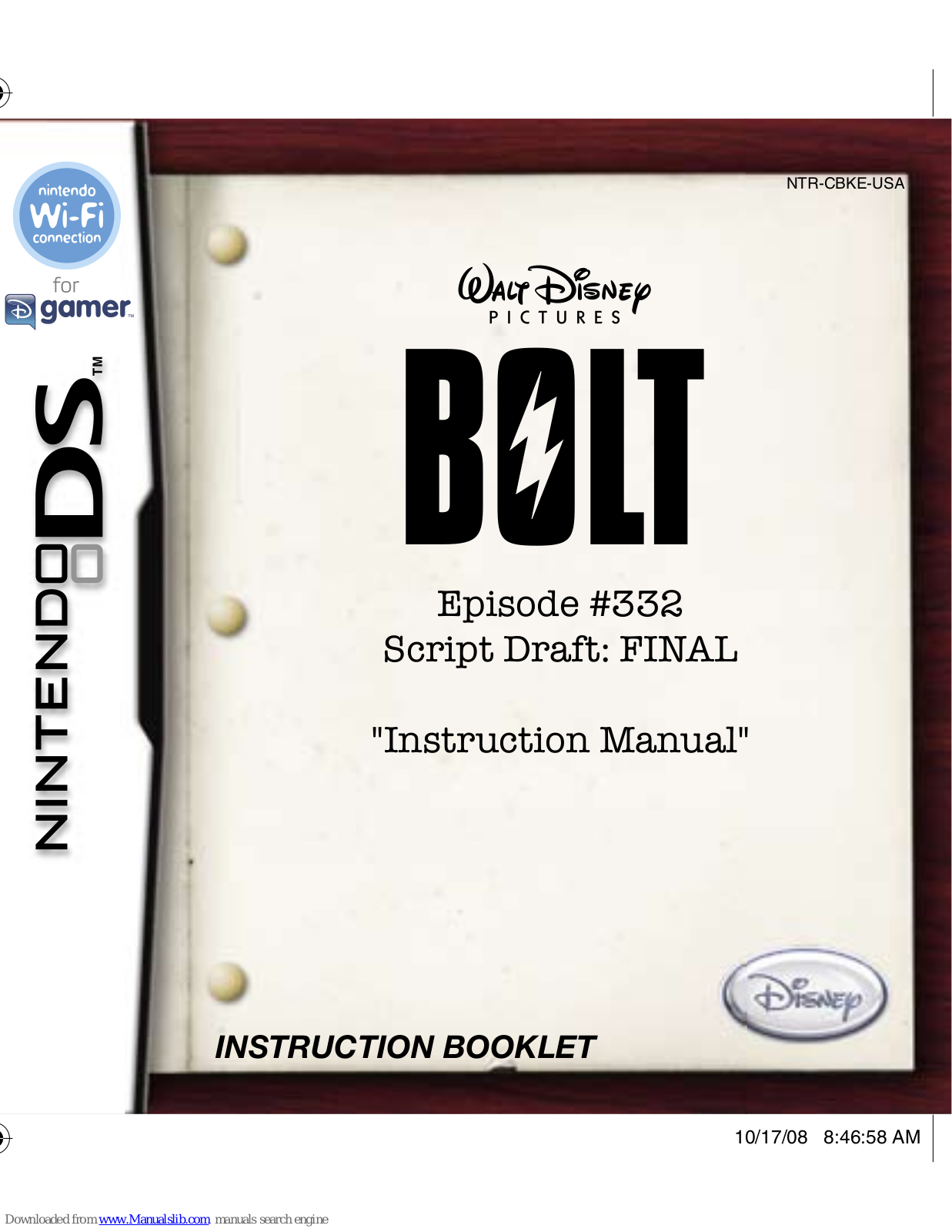 Disney Episode #332, Bolt Episode #332 Instruction Booklet