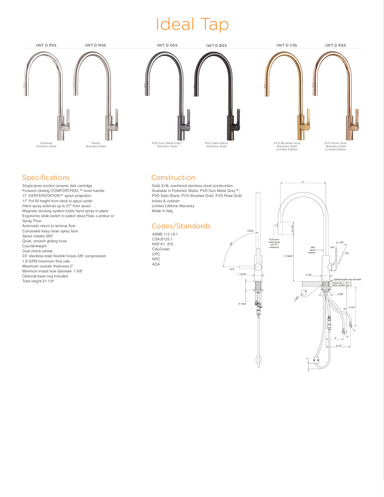 The Galley IWT-D-BSS-AU, IWT-D-RSS-AU, IWT-D-GSS-AU, IWT-D-PSS-AU, IWT-D-MSS-AU Specifications Sheet