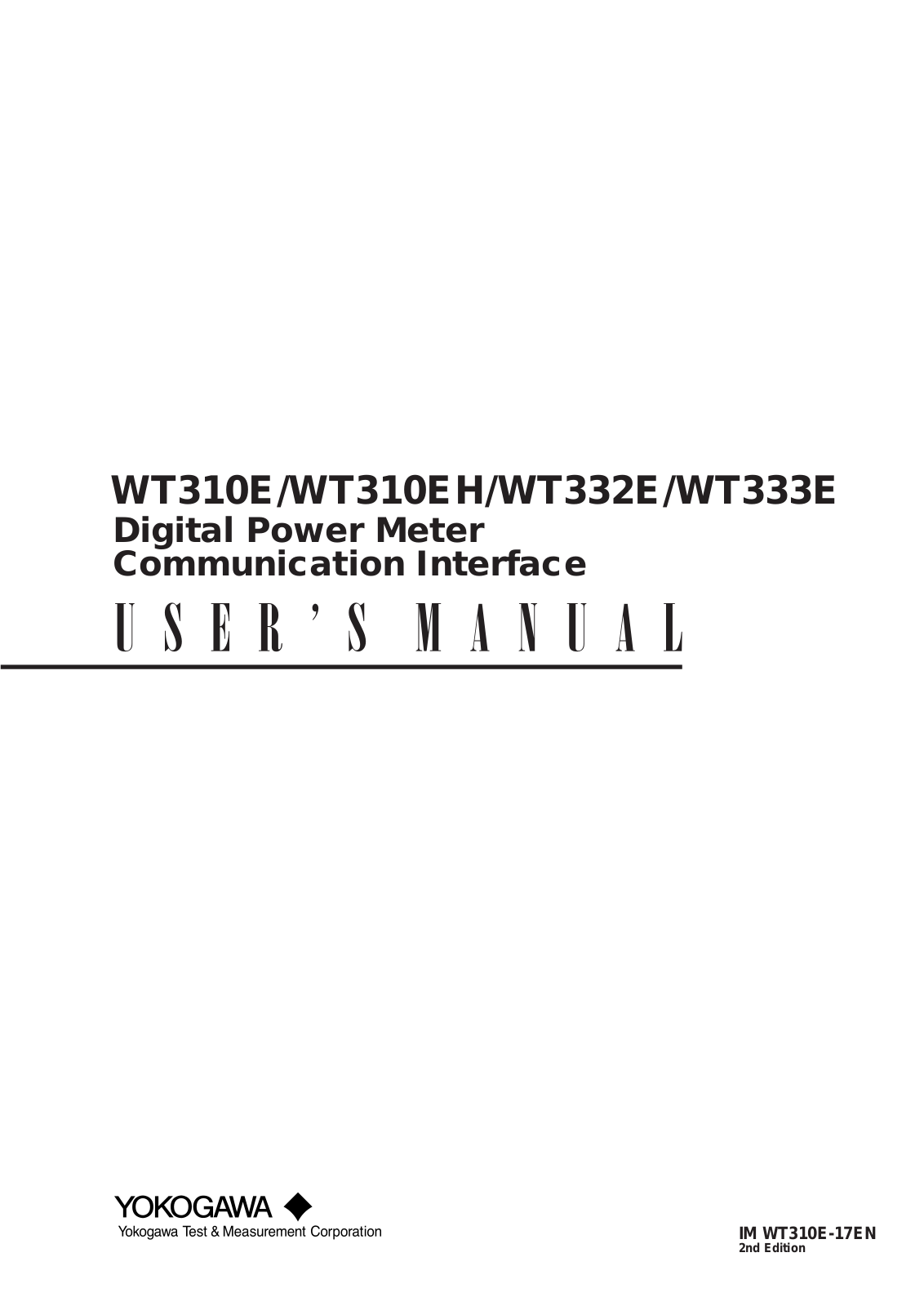 YOKOGAWA WT310EH, WT332E, WT310E, WT333E User Manual