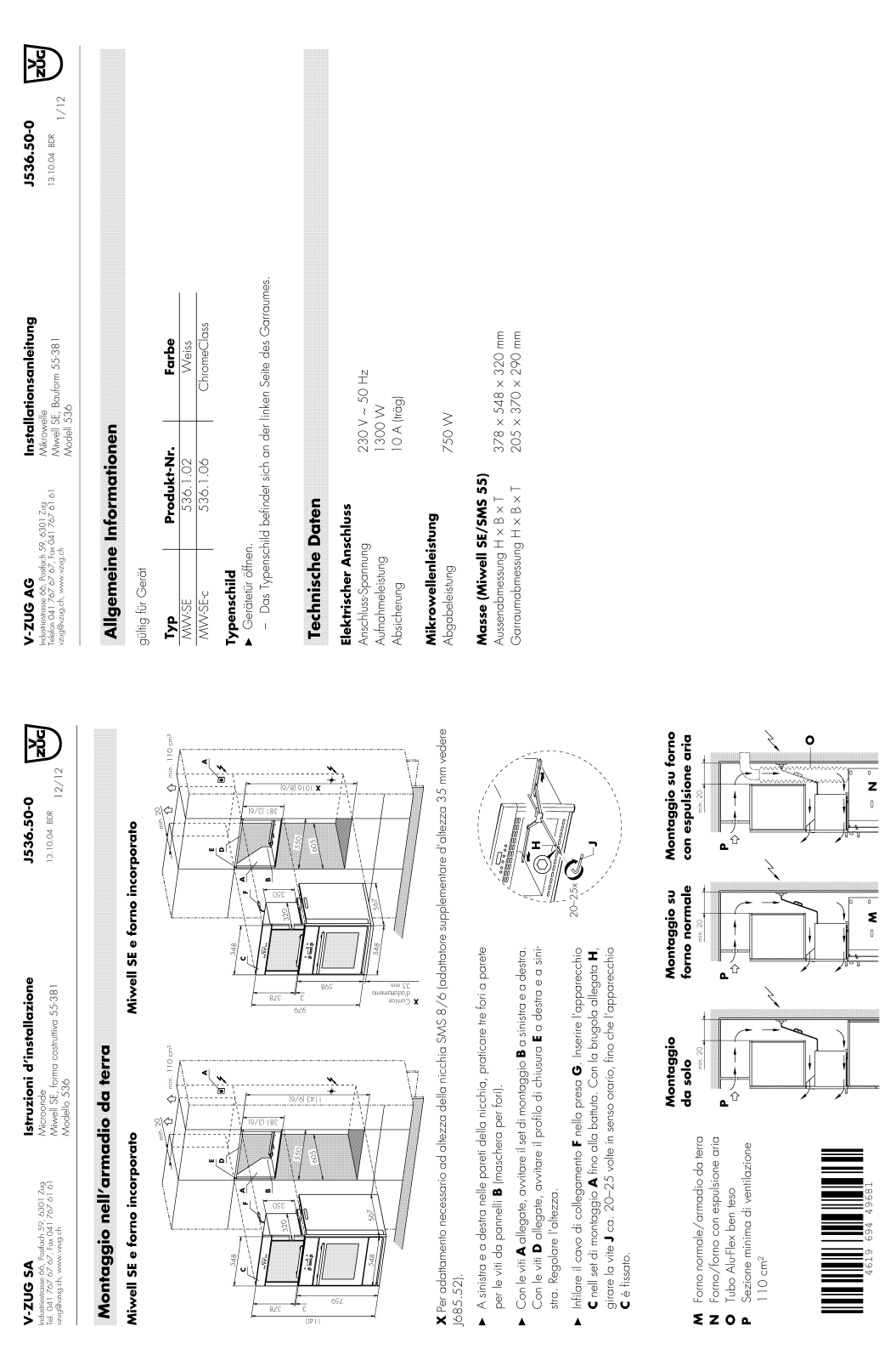 WHIRLPOOL MIWELL SE 536 WHITE User Manual