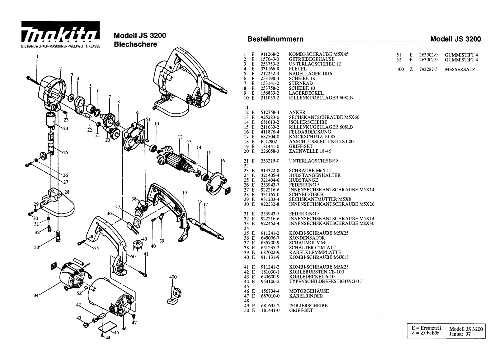 Makita JS3200 REMPLACEMENT PARTS