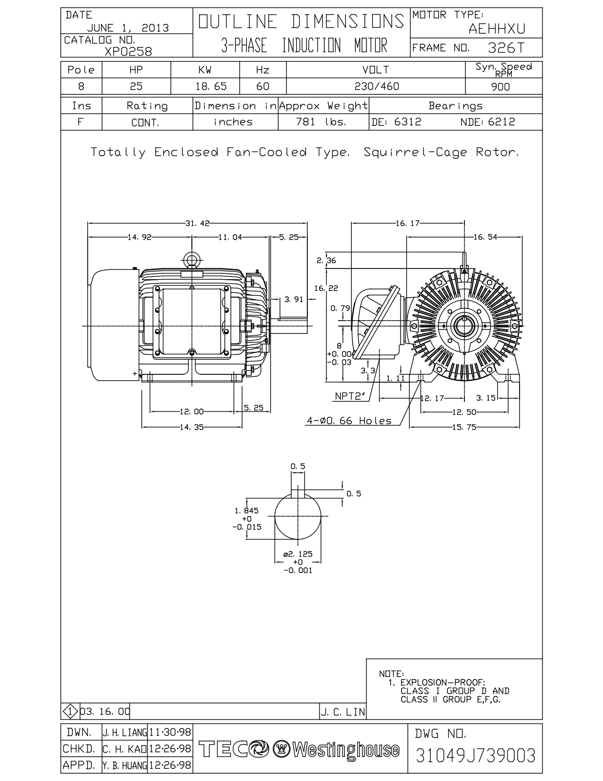 Datasheet XP0258 Reference Drawing (Teco) - ManualMachine.com