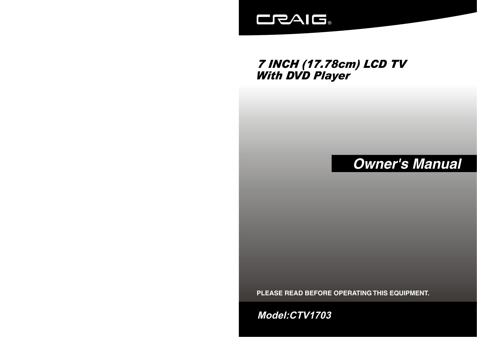 Craig CTV1703 User Manual