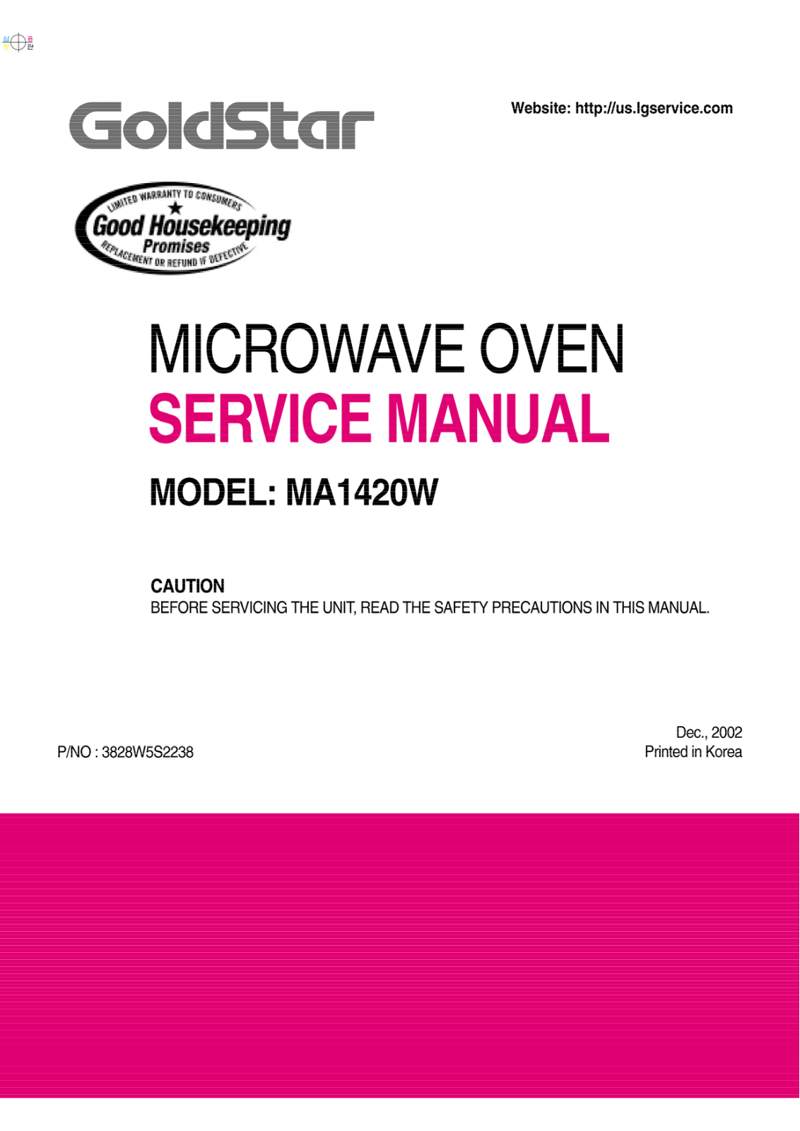 Goldstar Ma-1420w Service Manual