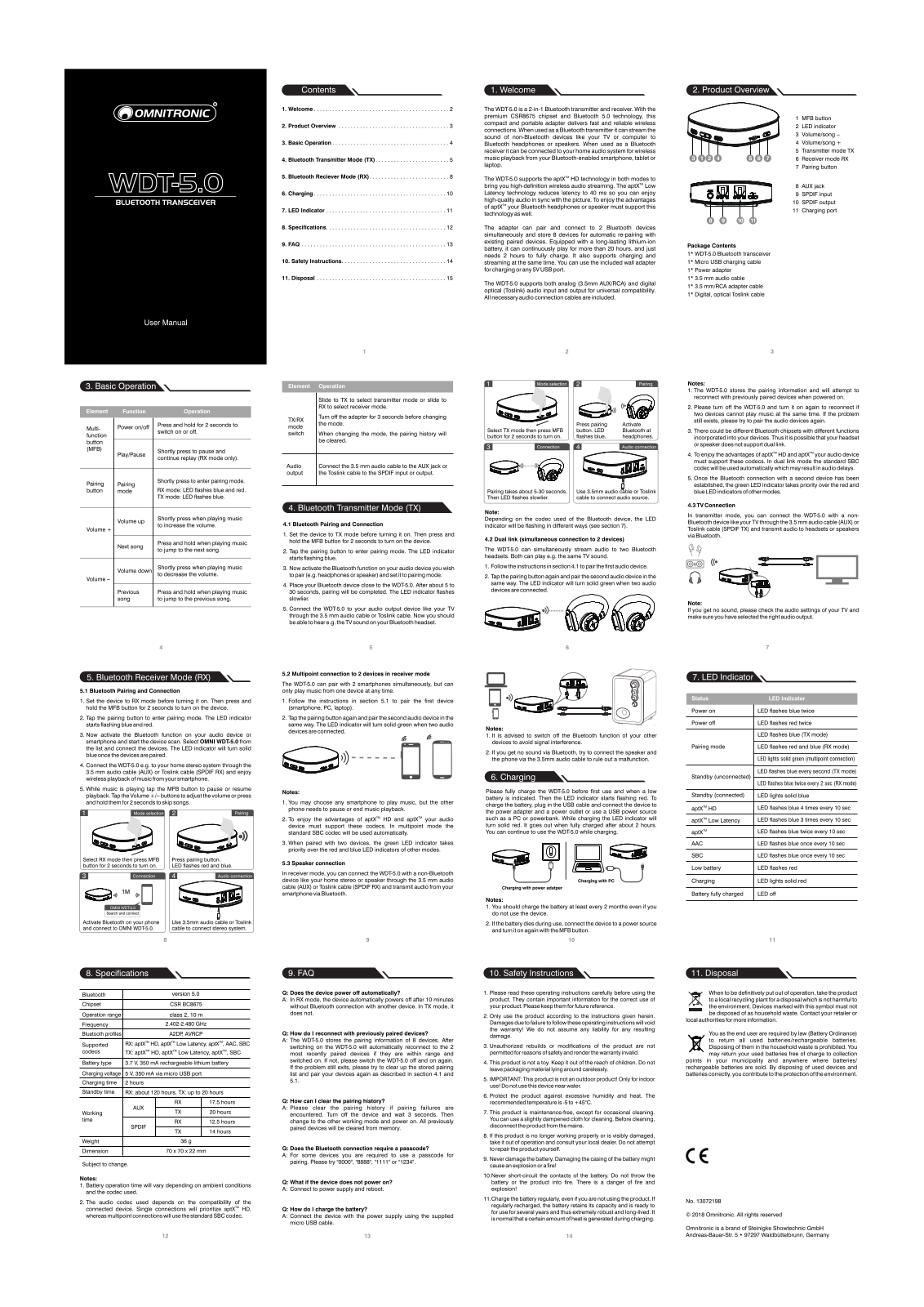 Omnitronic WDT-5.0 User Manual