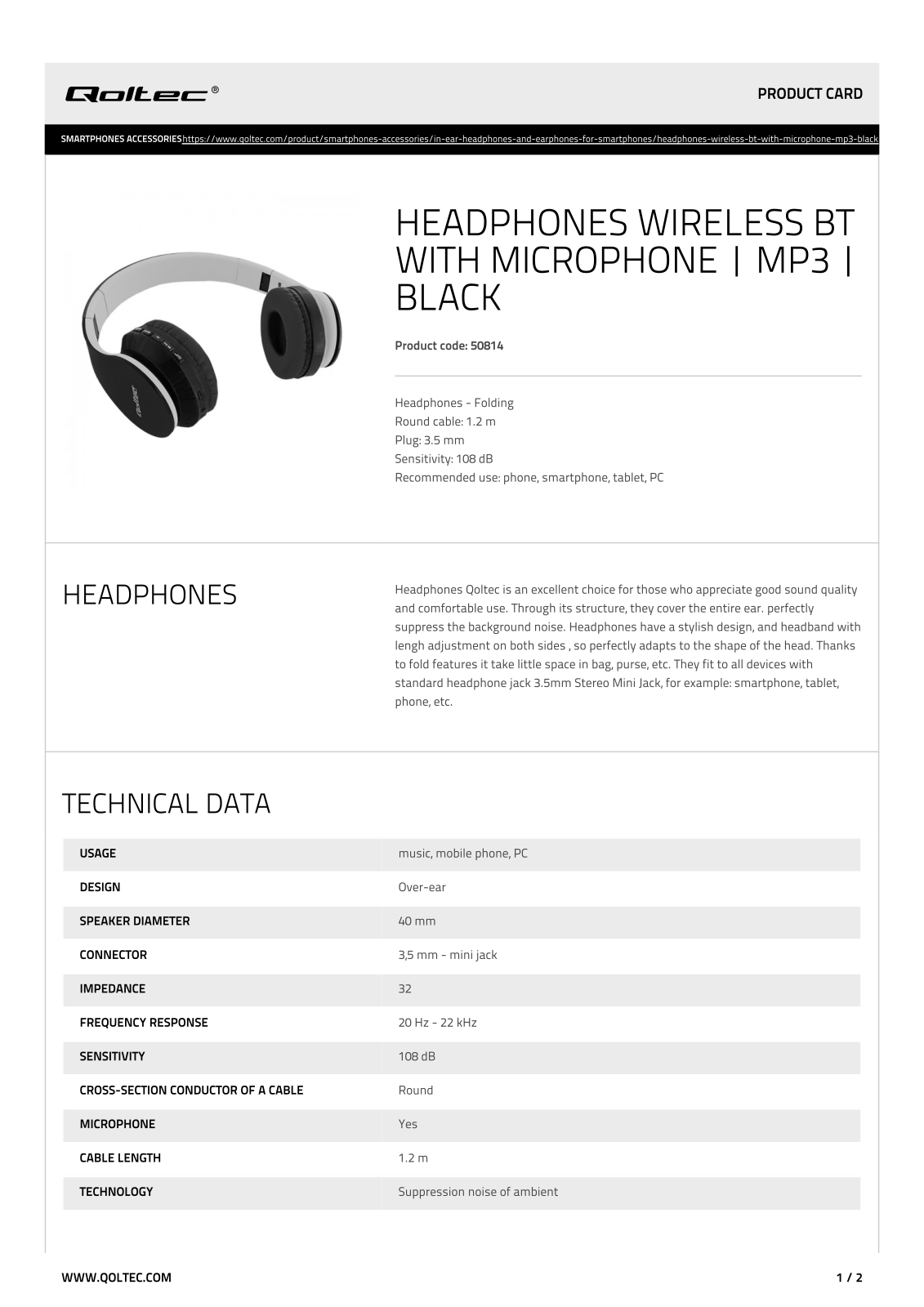 Qoltec 50814 User Manual