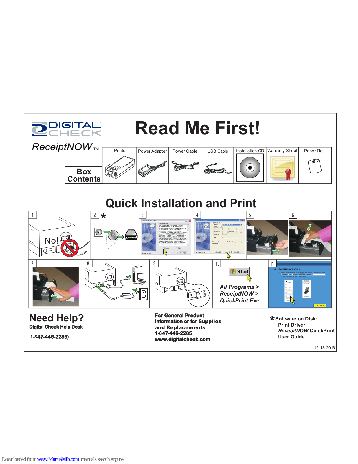 Digital Check ReceiptNOW Quick Installation And Print - ManualMachine.com