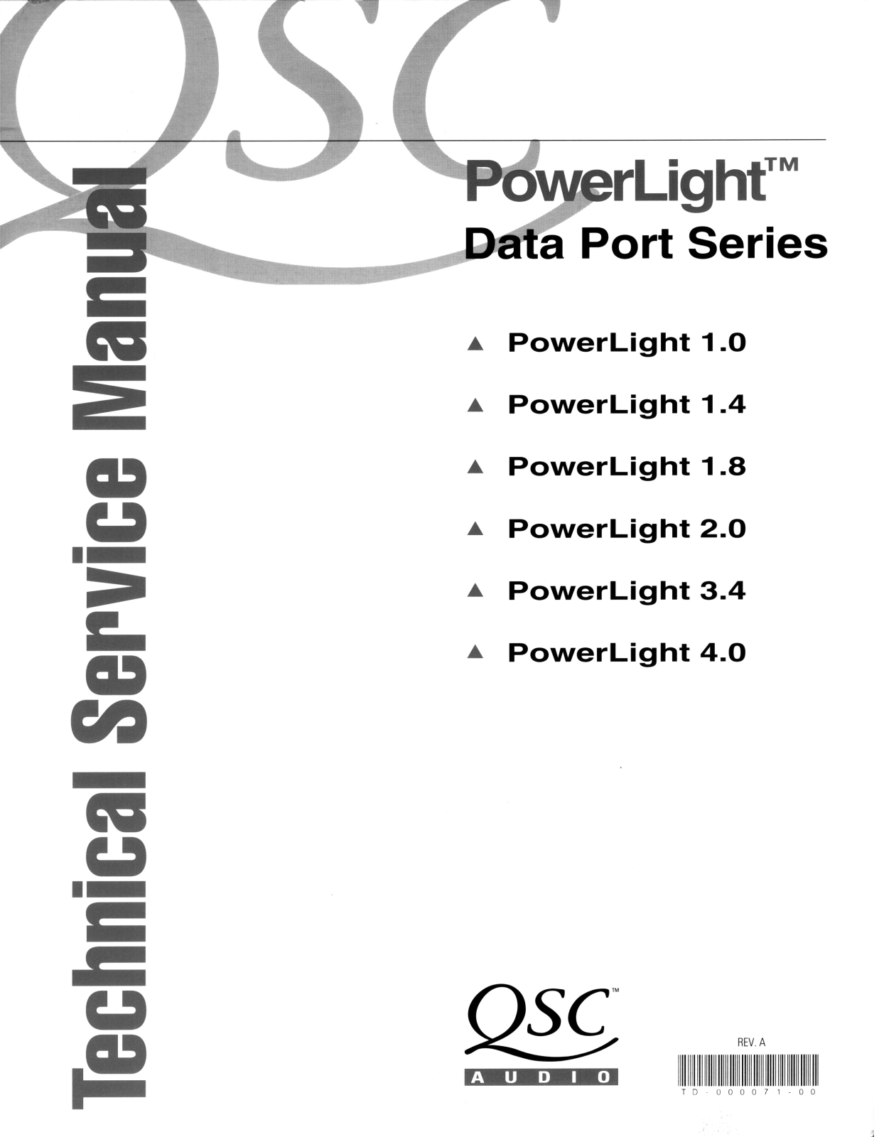 QSC POWERLIGHT-1.0, POWERLIGHT-1.4, POWERLIGHT-2.0, POWERLIGHT-3.4, POWERLIGHT-4.0 Service manual