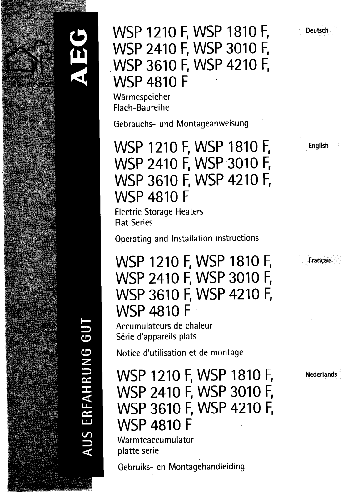 Electrolux wsp 1210f, wsp 1810f, wsp 2410f, wsp 3010f, wsp 3610f User Manual