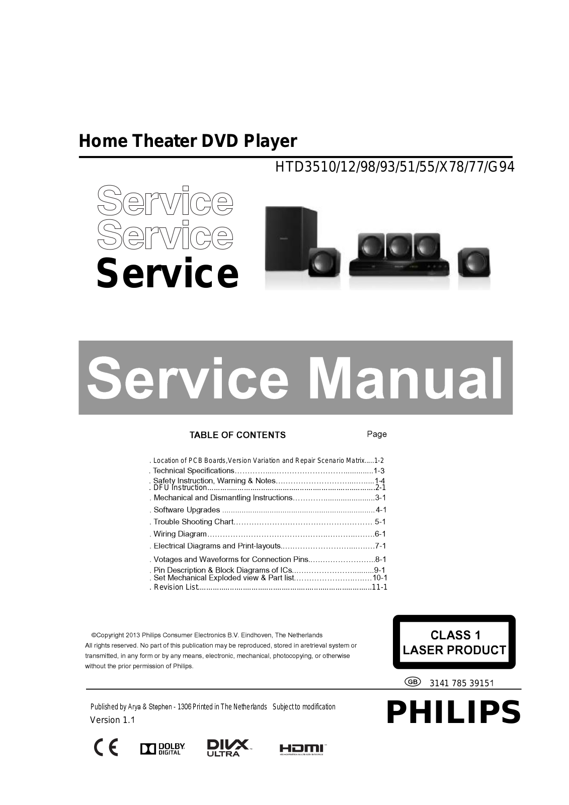 Philips HTD-3510 Service Manual