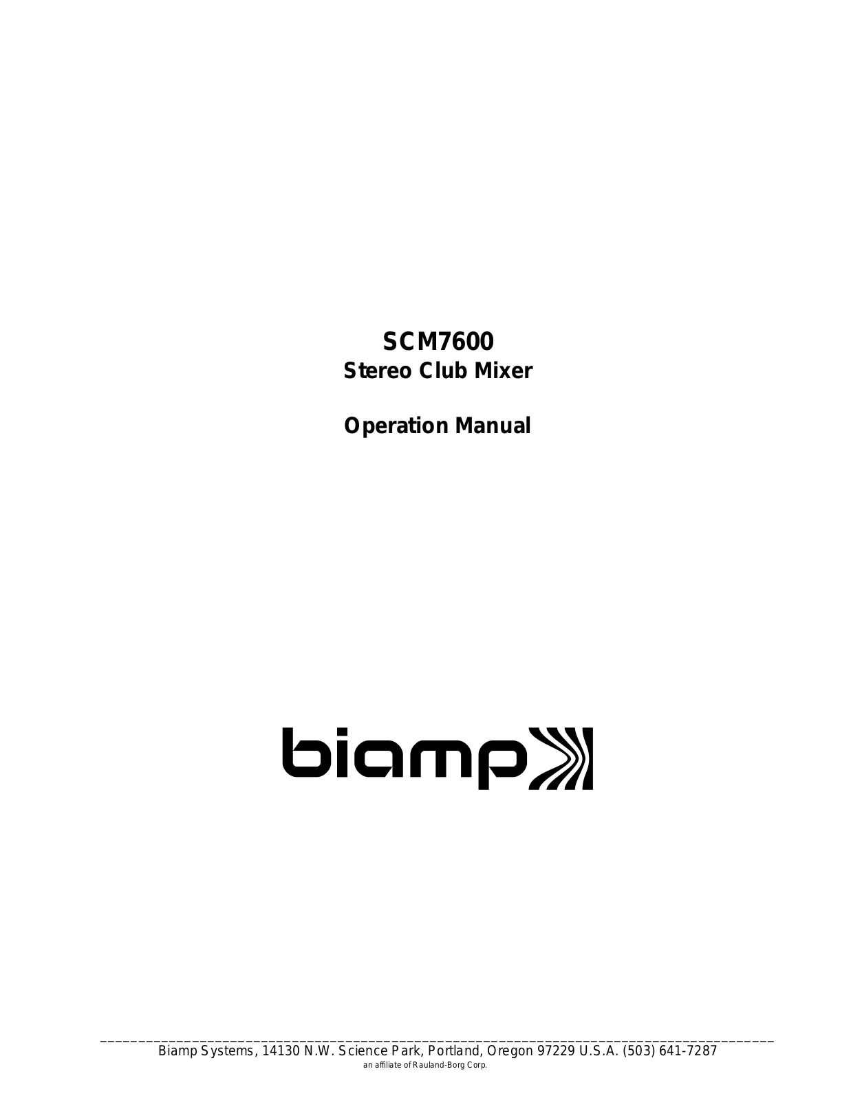 Biamp SC-M7600 User Manual