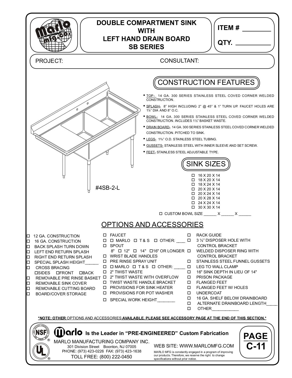 Marlo 4SB-2-1620-18L User Manual