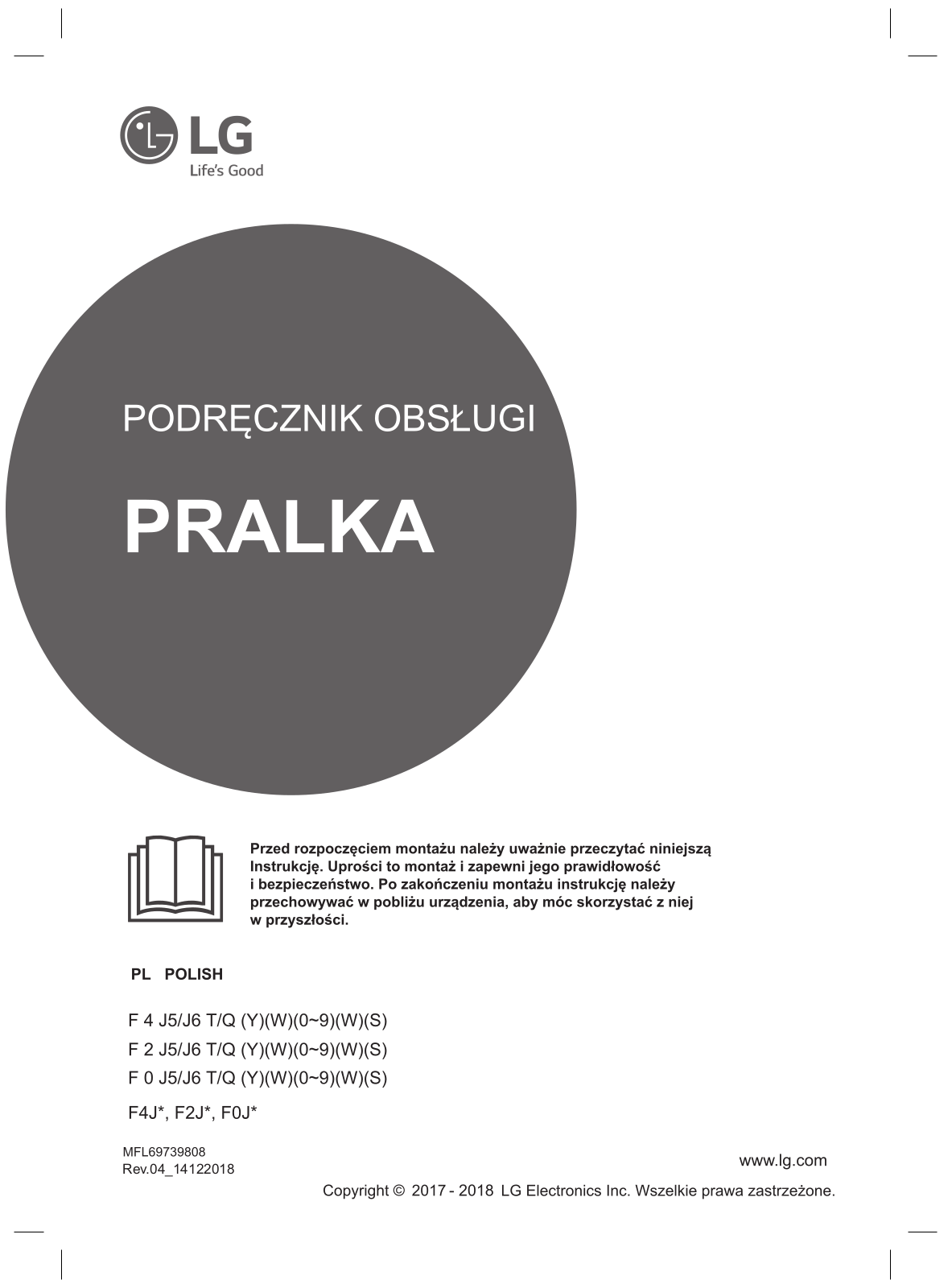 LG F2J6QY8S User manual