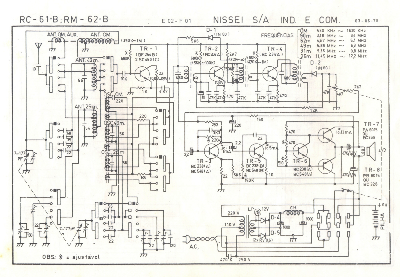 NISSEI RC-61B, RM62B Schematic