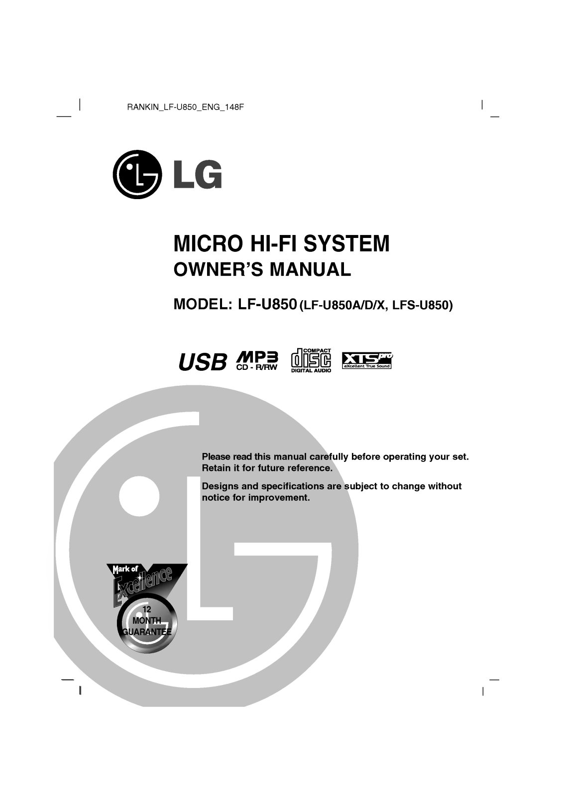 LG LF-U850A User Manual