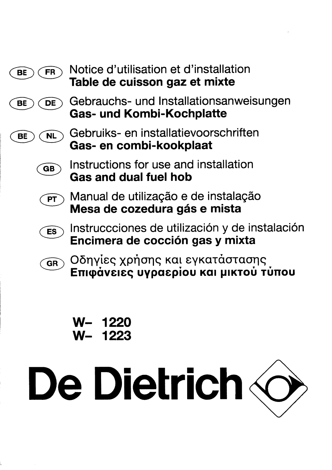 DE DIETRICH WN1520 User Manual