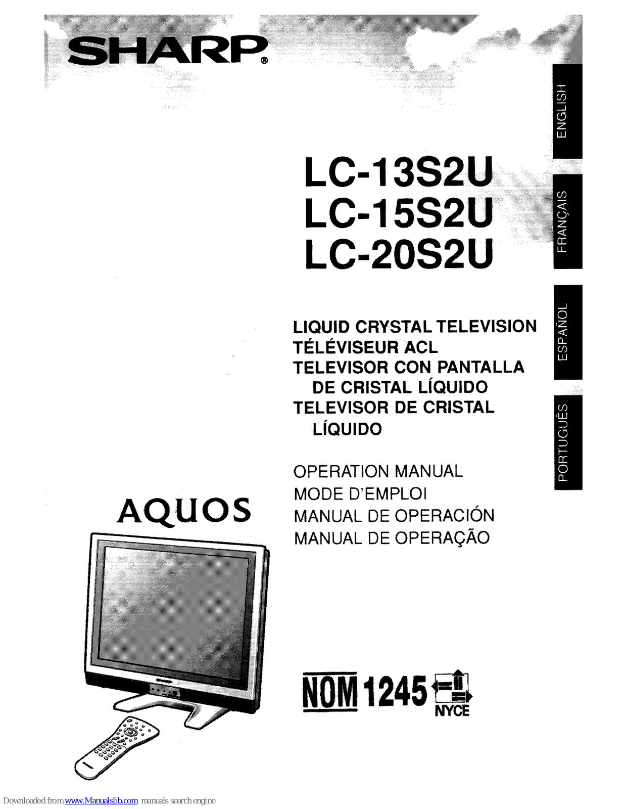 Sharp LC-13S2U, LC-15S2U, LC-20S2U Operation Manual - ManualMachine.com