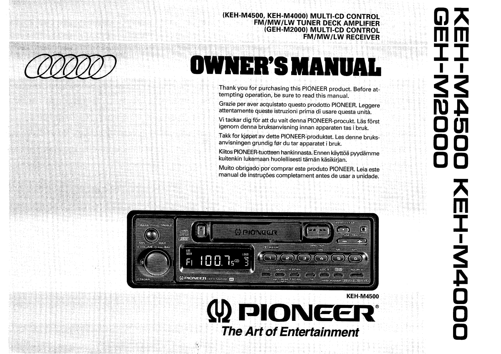 Pioneer KEH-M4500, GEH-M2000, KEH-M4000 Manual