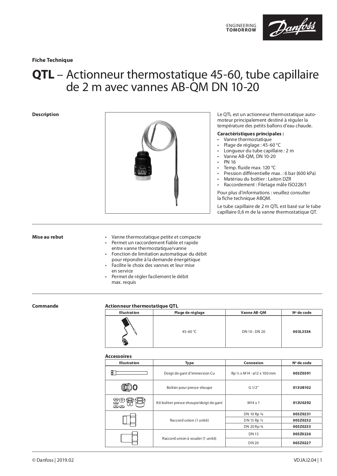 Danfoss QTL Data sheet