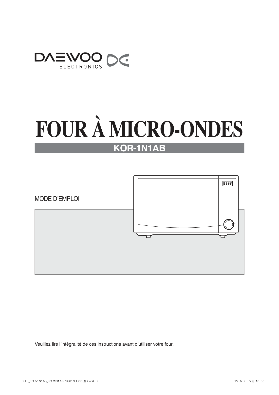 Daewoo KOR-1N1AB User Manual