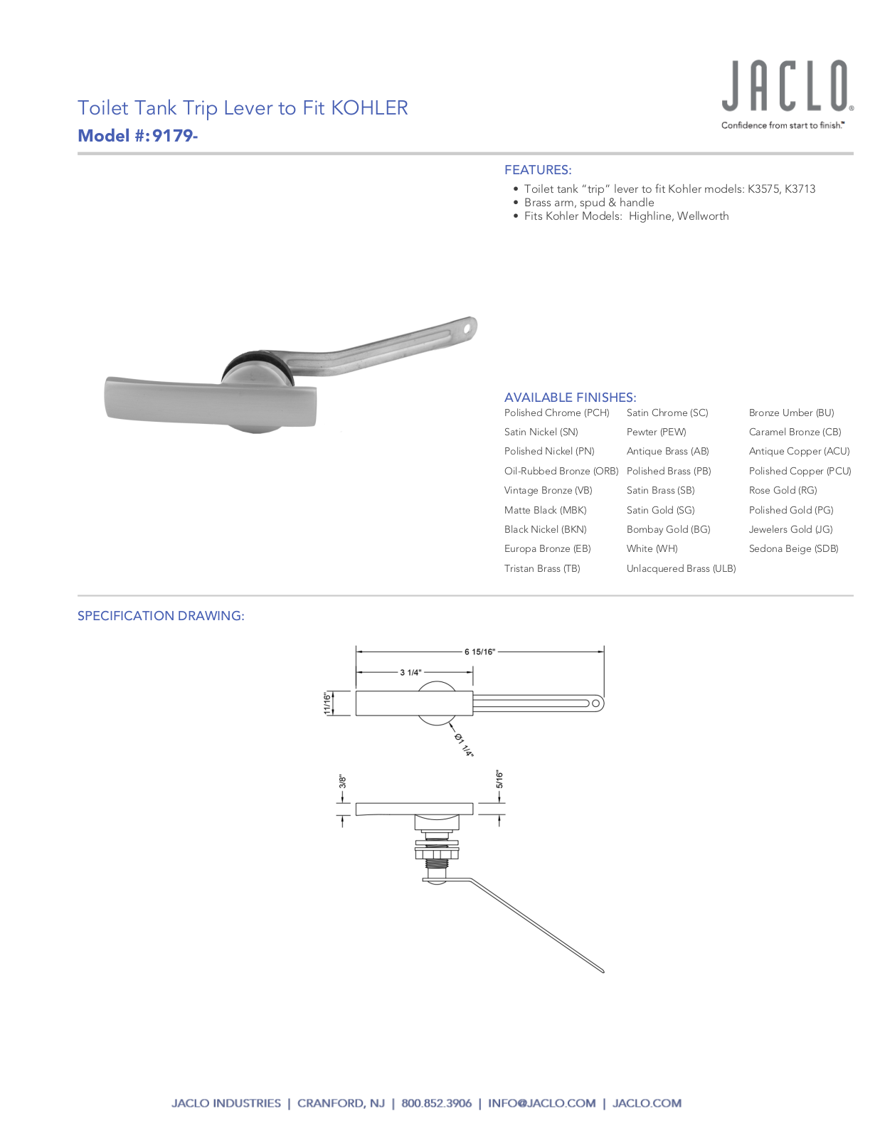 Jaclo 9179 User Manual