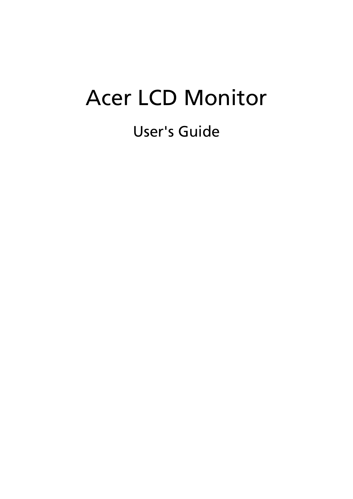 Acer LCD Monitor User manual