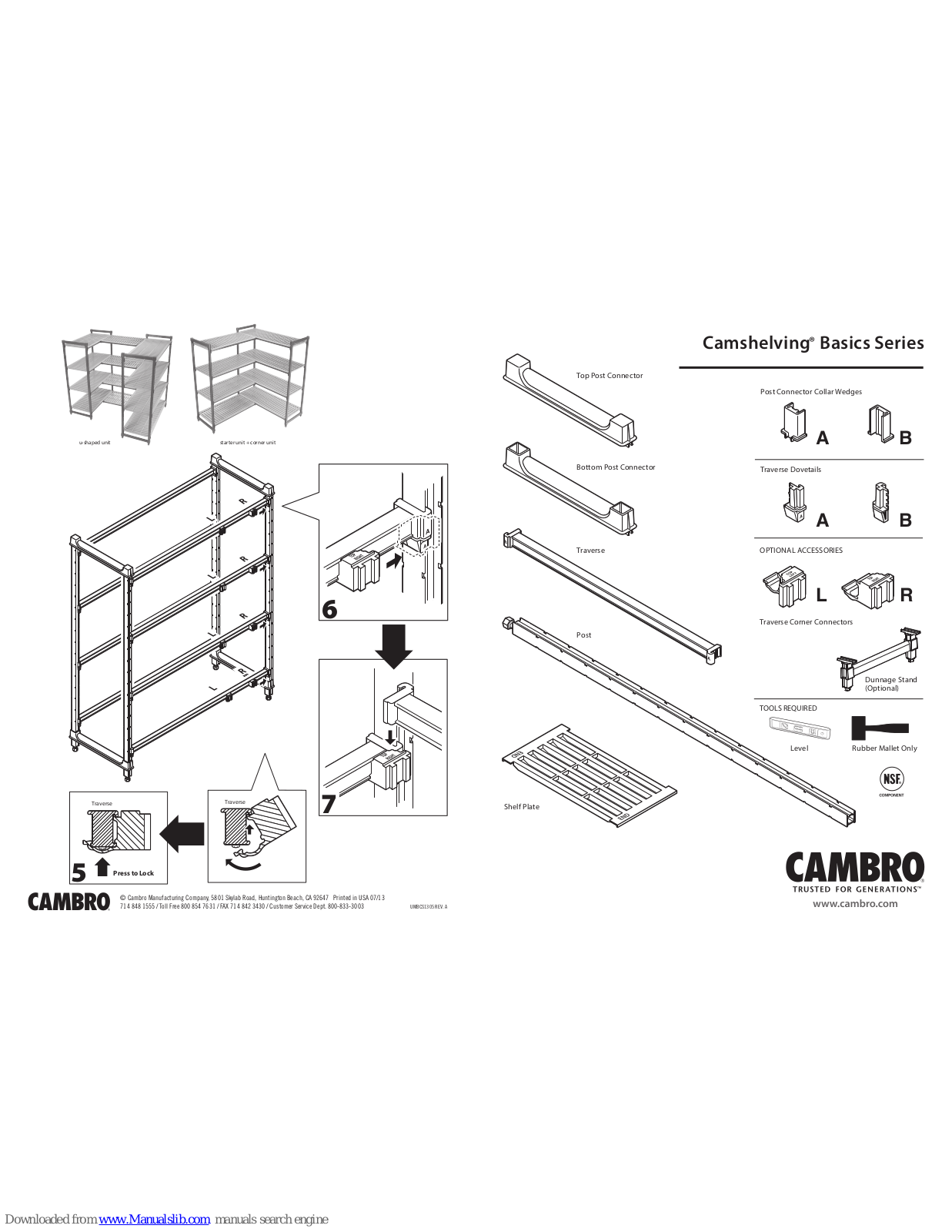 Cambro Camshelving Basics Series Assembly Manual - ManualMachine.com