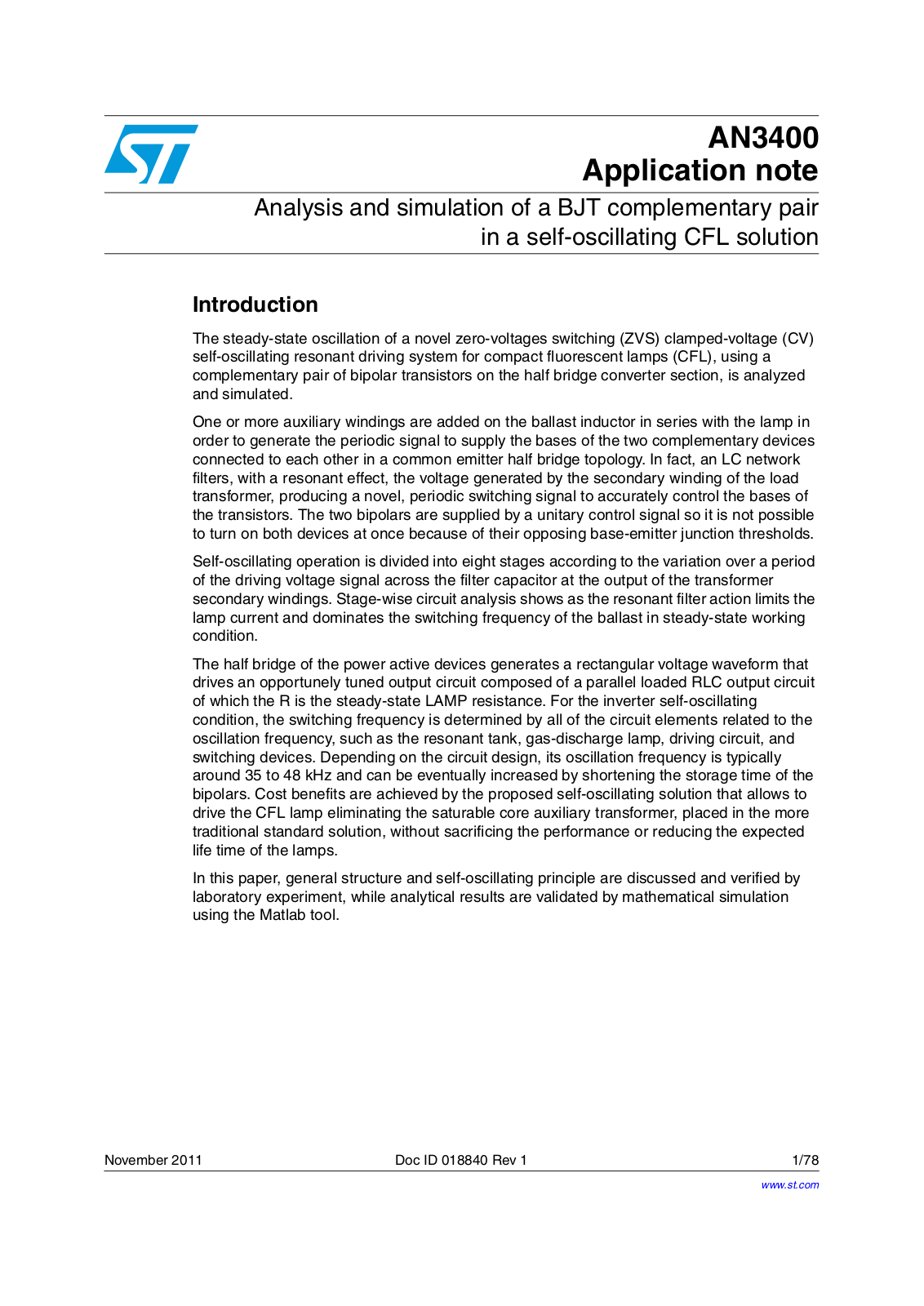 ST AN3400 Application note