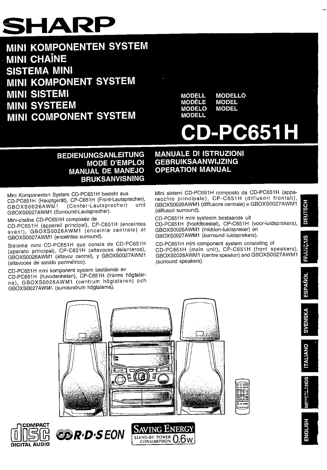 Sharp CD-PC651H User Manual